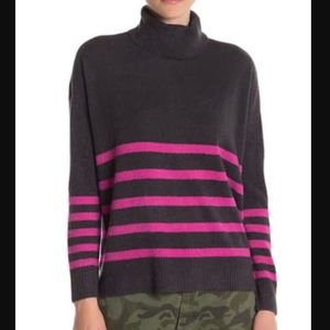 Vince Camuto Striped Cozy Turtleneck Sweater.